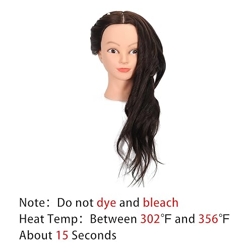 Miniatura 5 de Cabeza de maniquí con 80% cabello humano real, 26-28 pulgadas, cabeza de maniquí de cosmetología para práctica de peinado en la cabeza trenzada (4#