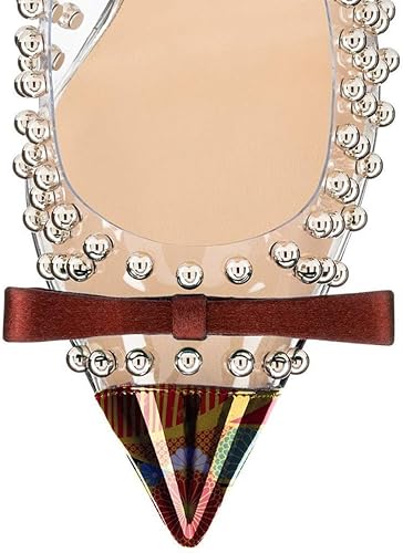 Vista 3 de FSJ Zapatos de tacón transparente, puntiagudos, con incrustaciones, para mujer, tacón alto con lazo, tallas estadounidenses 4 a 15 M