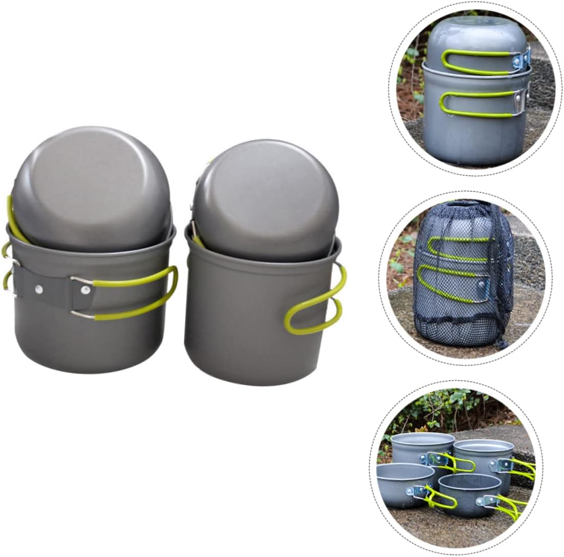 1set Portable Outdoor Camping Cookware Insulated Oxide Cooking Pot Handle for People Versatile Lid Doubles As Bowl Frying Pan for Hiking and Picnic