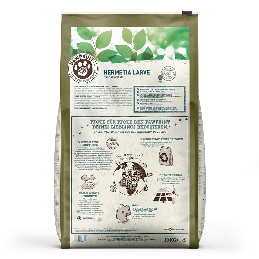 Wildes Land Pawprint - Insect - 10 kg - Hermetia Larve mit Kartoffeln, Erbsen und Wildkräutern
