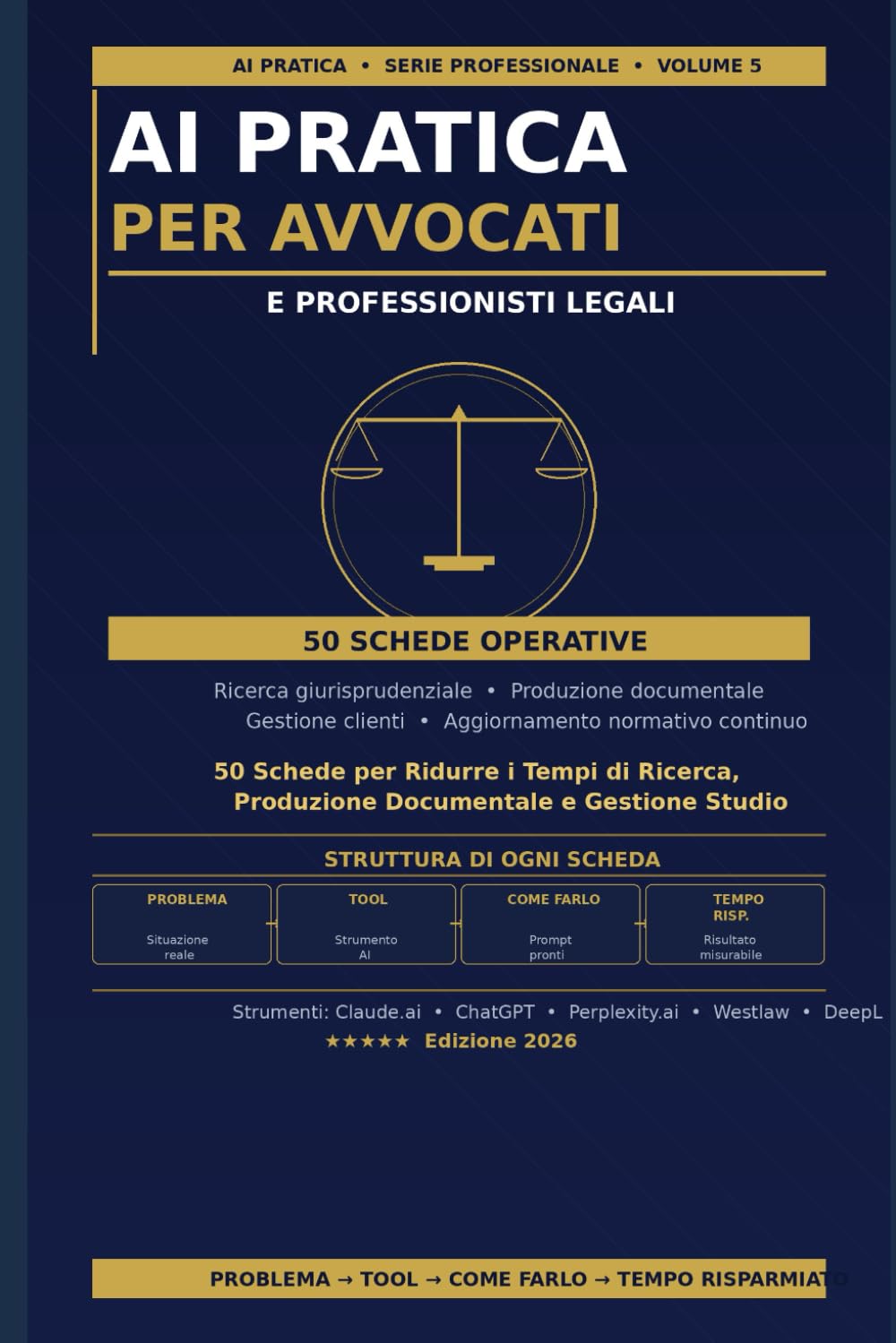 AI Pratica per Avvocati e Professionisti Legali: 50 Schede per Ridurre i Tempi di Ricerca, Migliorare la Produzione Documentale e Offrire un Servizio Più Competitivo