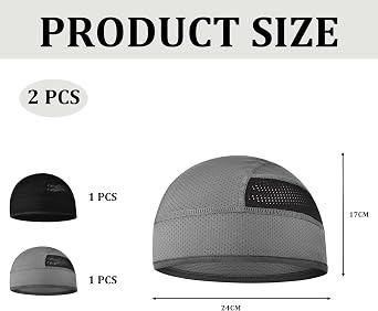 2 PCS Black and Gray Cooling Skull Caps for Men Women