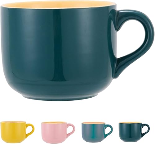 TeenFighter Taza de avena grande de porcelana, 23 onzas (23.0 fl oz), taza de café ancha, taza de desayuno y tazón de sopa, apta para microondas y