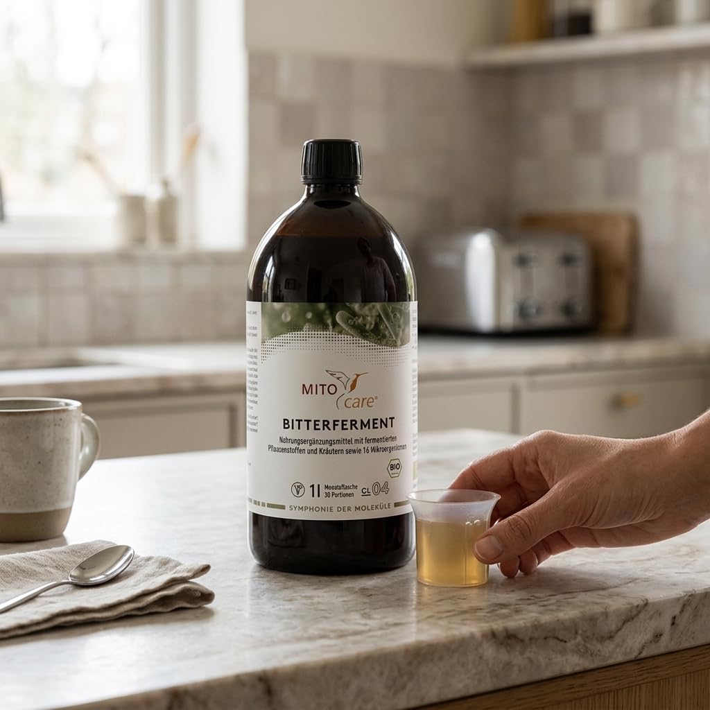MITOcare Bitterferment - Fermentationsgetränk mit 10 bitterstoffgeprägte Kräuter und Pflanzenstoffe: Löwenzahn & Reishi - vegan - Monatspackung - Bio Qualität - Produziert in Deutschland