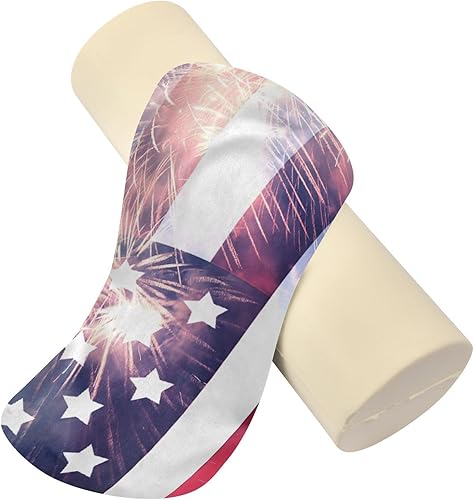Miniatura 2 de Yuiboo American Flag Blue Independence Day 4th July Celebration Bolster Pillow for Reading Foam Neck Roll Pillow 17 Inch Round Pillow Insert Travel