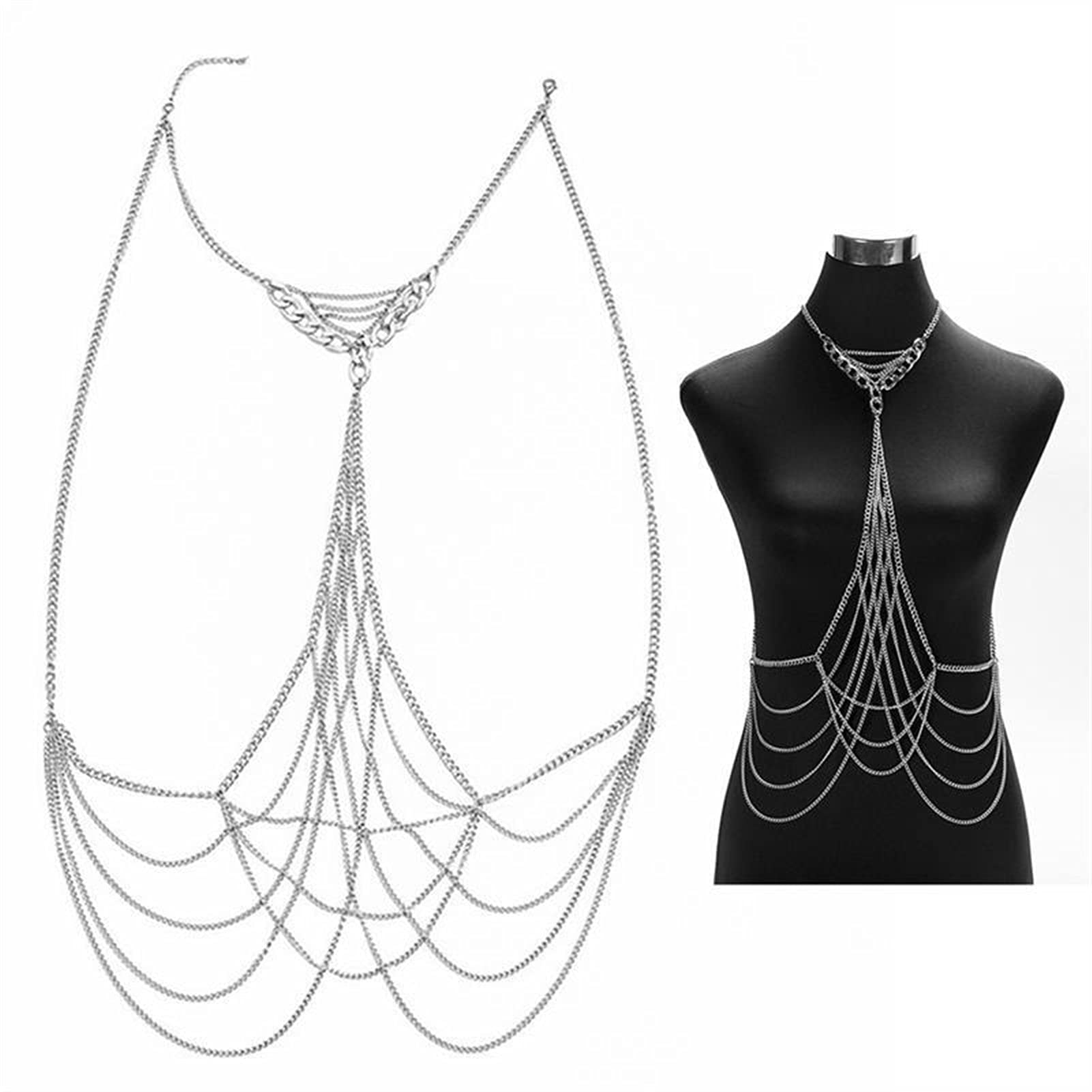 Joyería de la cadena del cuerpo - Cadena de la cintura del vientre del cuerpo del falso del oro de la manera atractiva de las mujeres Bikini Cadenas del arnés de la playa Collar Joyería Collar del