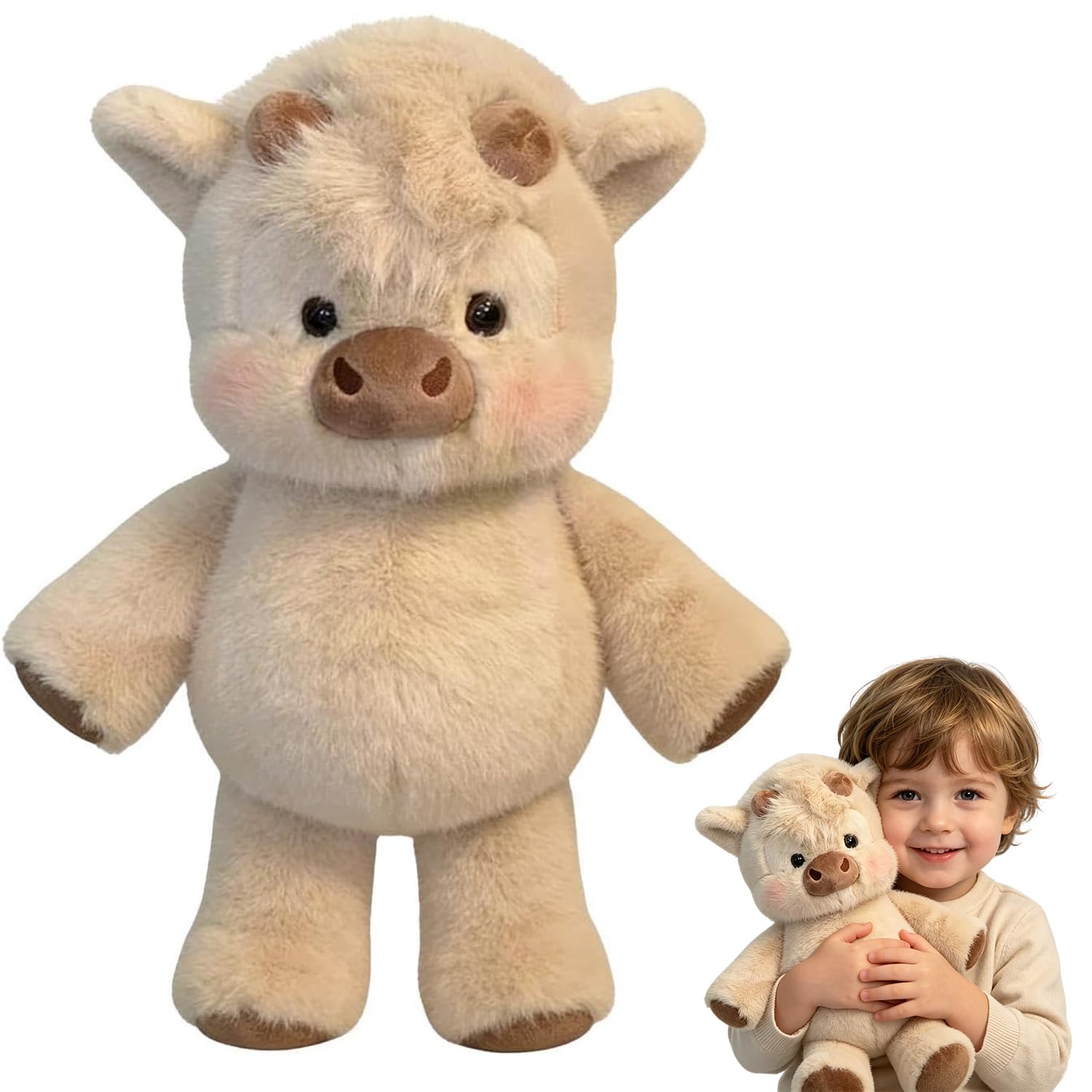 Peluche Vaca Que Corre, Peluche de Vaca de Pelaje Suave, Muñeco de Peluche Vaca para Niños y Regalos(A)