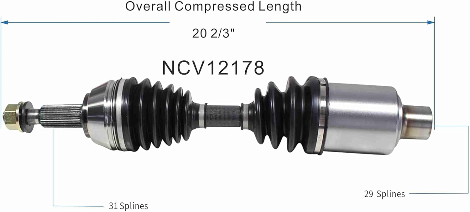GSP NCV12178 CV Axle Shaft Assembly - Left or Right Front (Driver or Passenger Side)