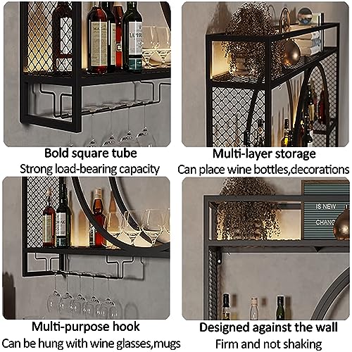 Étagère à vin murale moderne en fer avec porte-verres suspendu - 7
