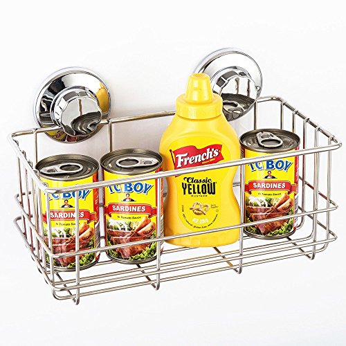 Ipegtop Suction Cup Deep Shower Caddy Bath Wall Shelf For Large Shampoo Shower Gel Holder Bathroom Storage - Rustproof Stainless Steel #TOP3