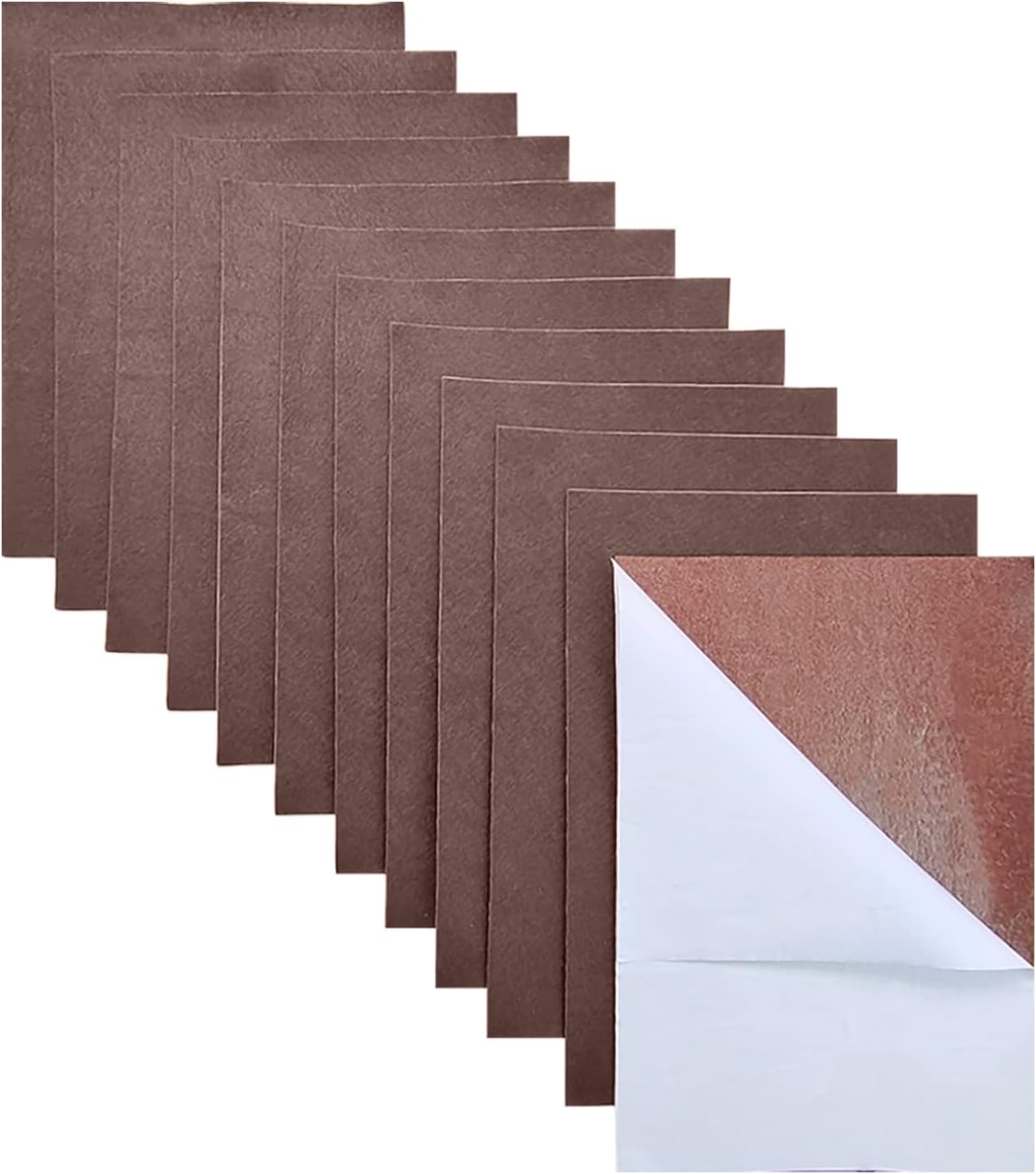 Jtnohx Self Adhesive Felt Sheets, 11 Pieces Stiff Sticky Felt, 8"x12" Felt Sheets with Adhesive Backing for Crafts Felt Drawer Liner for Jewelry Box Drawer DIY (Brown)