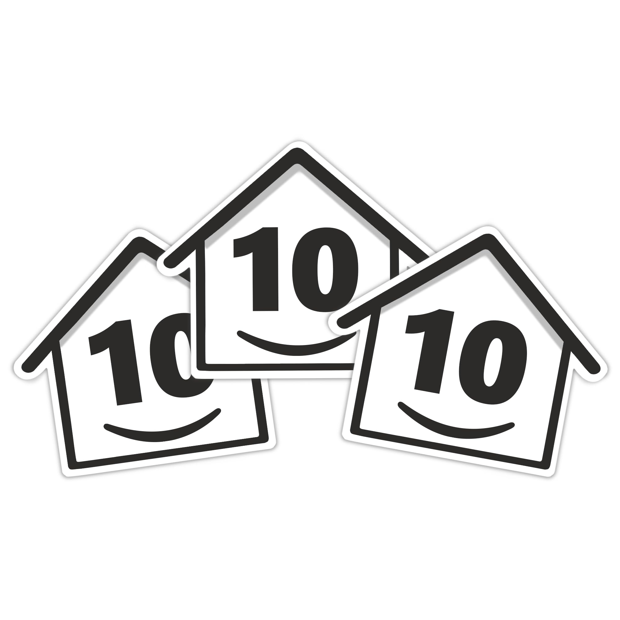 3 x Bin Numbers for Wheelie Bins, 1-99, 15cm ‘Happy House’ Design Dustbin Stickers, Easy Application Stick On Number Stickers - Weatherproof Self Adhesive Vinyl, Black (10) - 2