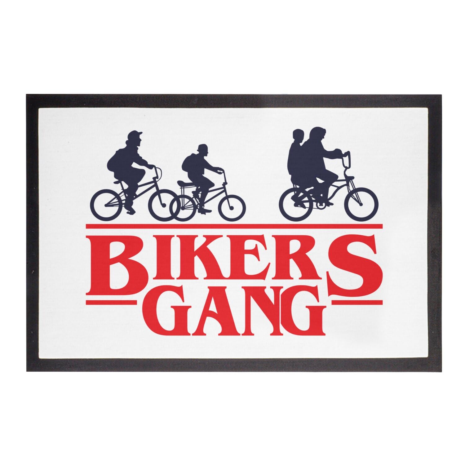 Paillasson Bikers Gang Vélo Grand Format 75x50cm Tapis Blanc Imprimé
