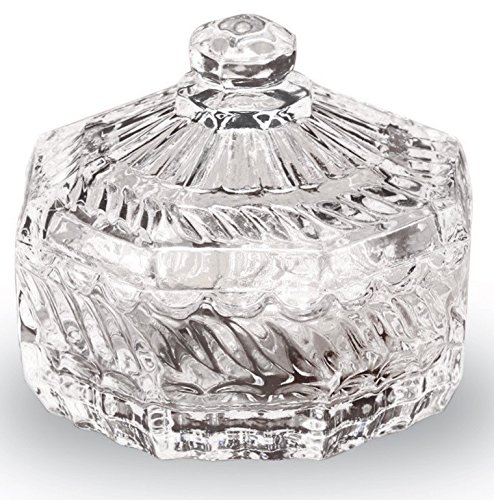 Circleware 2-piece Glass Candy Dish/jar/bowl with Glass Lid and Handle, Estate Collection, Limited Edition Glassware Serveware