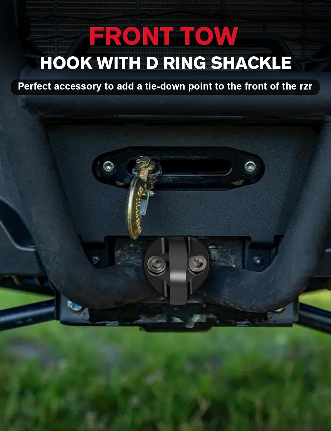 Chelhead RZR Front Hook With D Ring Shackle, Aluminum Towing Hook Accessories Compatible with Polaris RZR XP 1000 900 RZR S 1000