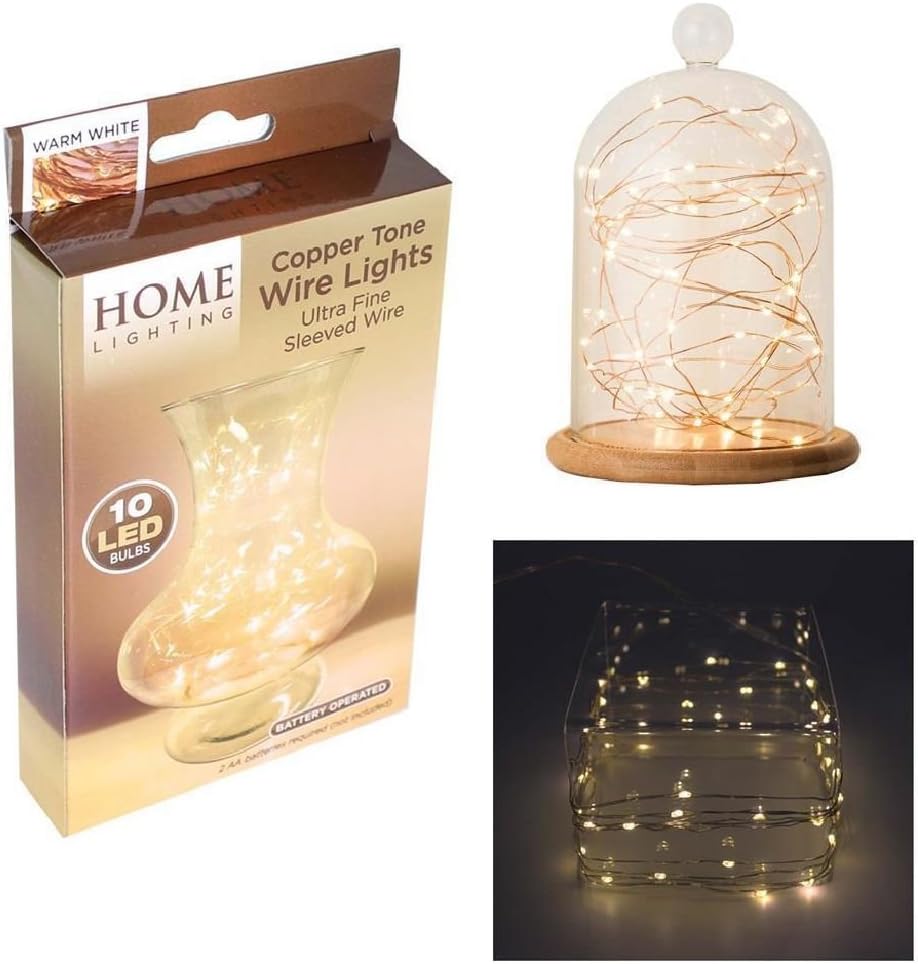 Home Lighting 'Warm White' Copper Tone Wire Lights - 10 LED Bulbs