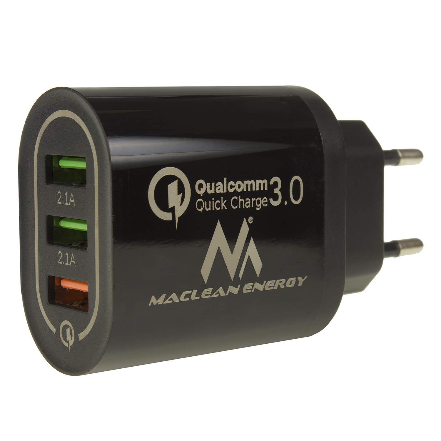Maclean MCE479 B Uniwersalna Ładowarka Sieciowa 3 Porty USB, Adapter do Ładowania QC 3.0, Zasilacz z Funkcją Szybkiego Ładowania Quick Charge 3.0, Ładowarka do Ładowania Telefonu i Smartfonu