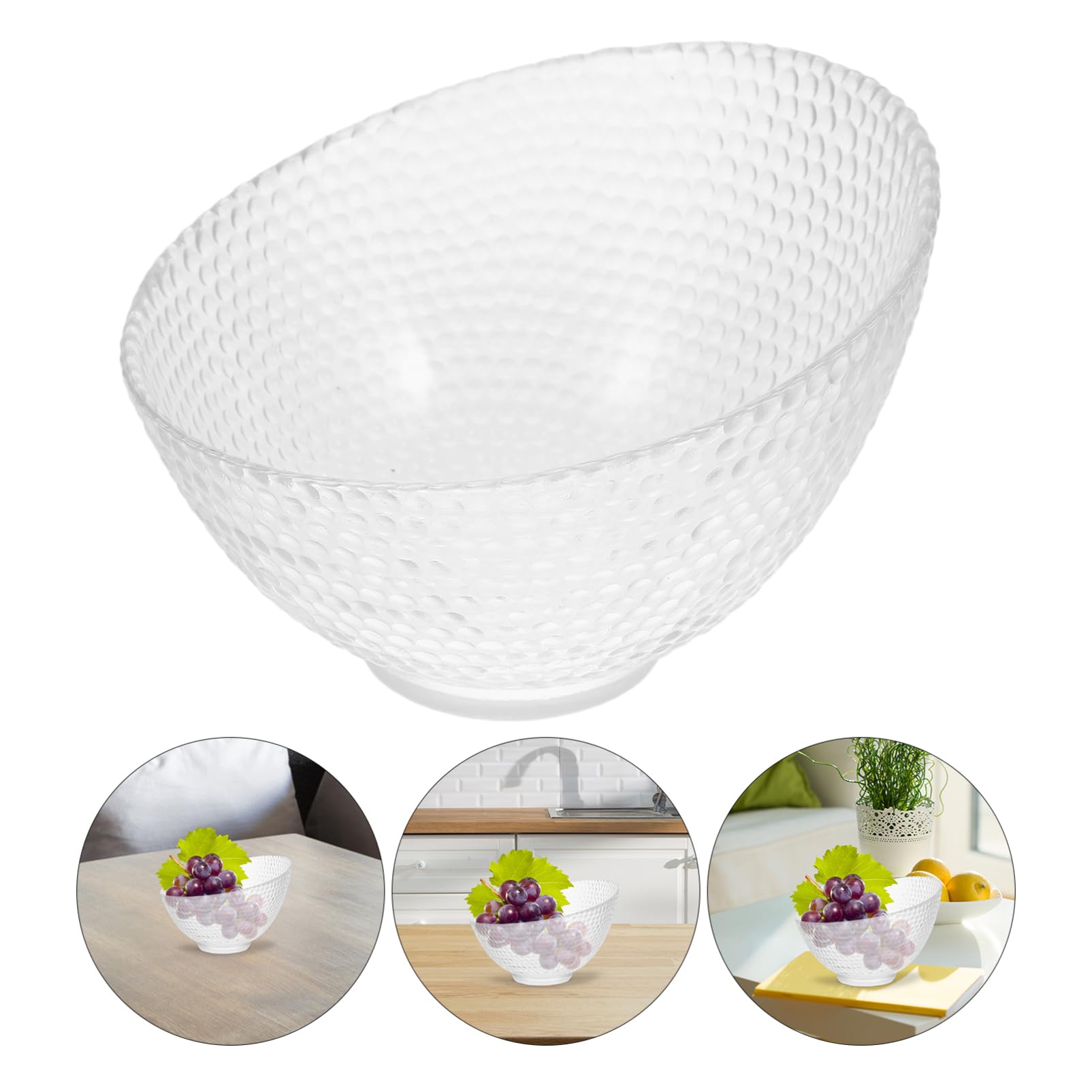 SOLUSTRE Bol De Creativo con Borde Biselado para Ensalada y Postre Recipiente Transparente para Frutas y Cocina Cuenco Duradero y Fácil De Limpiar Apto para Uso Doméstico y Restauración