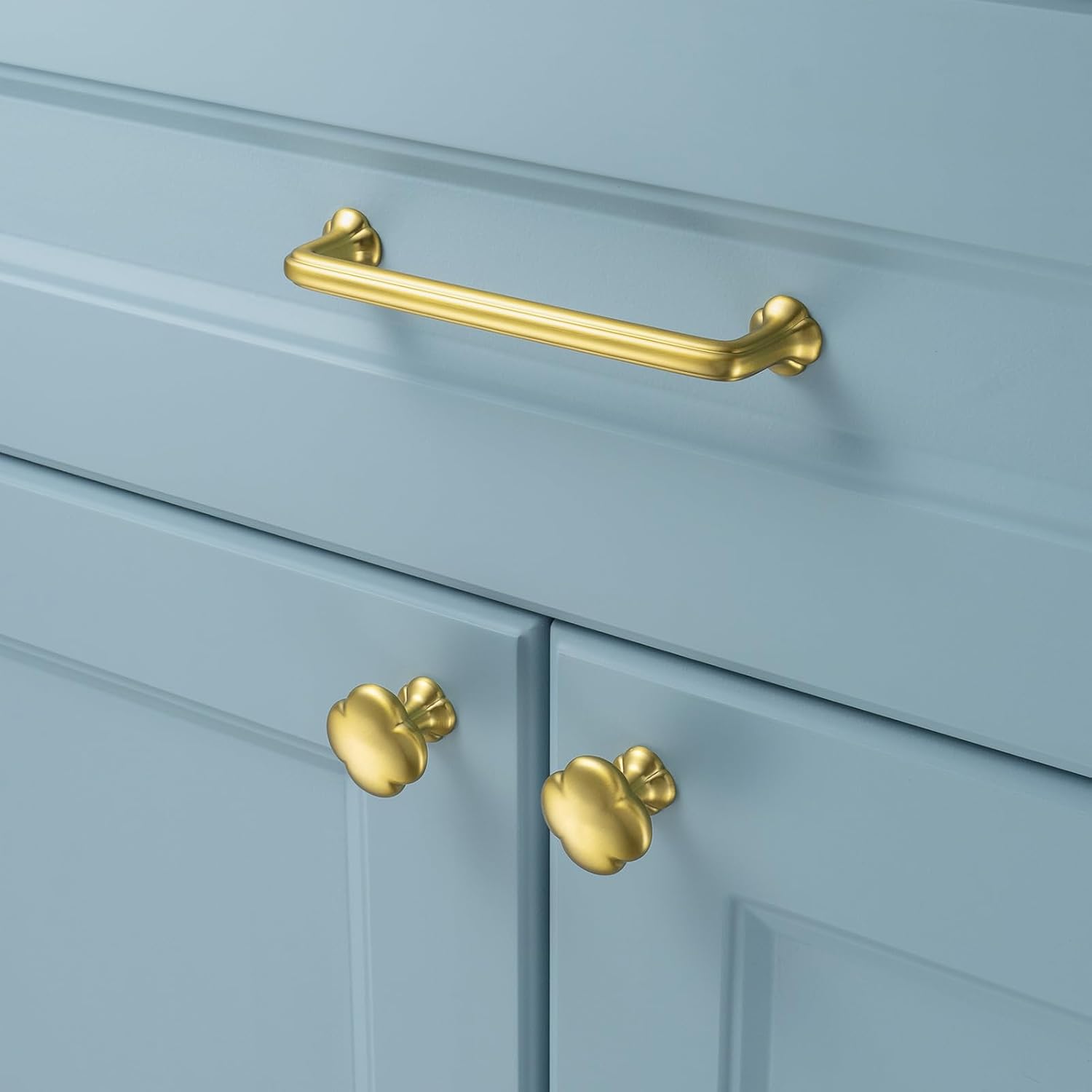 Round Brushed Gold Cabinet Knobs 1-1/4 Inch 10 Pack K2502 image 3