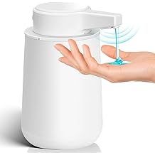 Automatic Soap Dispenser Liquid Touchless: 9oz Plastic White 3-Level Adjustable Modern Rechargeable Electric Smart Auto Soap Dispenser - Bathroom Kitchen Hand Dish Lotion