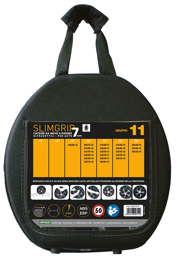 Cora 000142711 łańcuchy śniegowe do samochodu Slim Grip 7 mm, grupa 11
