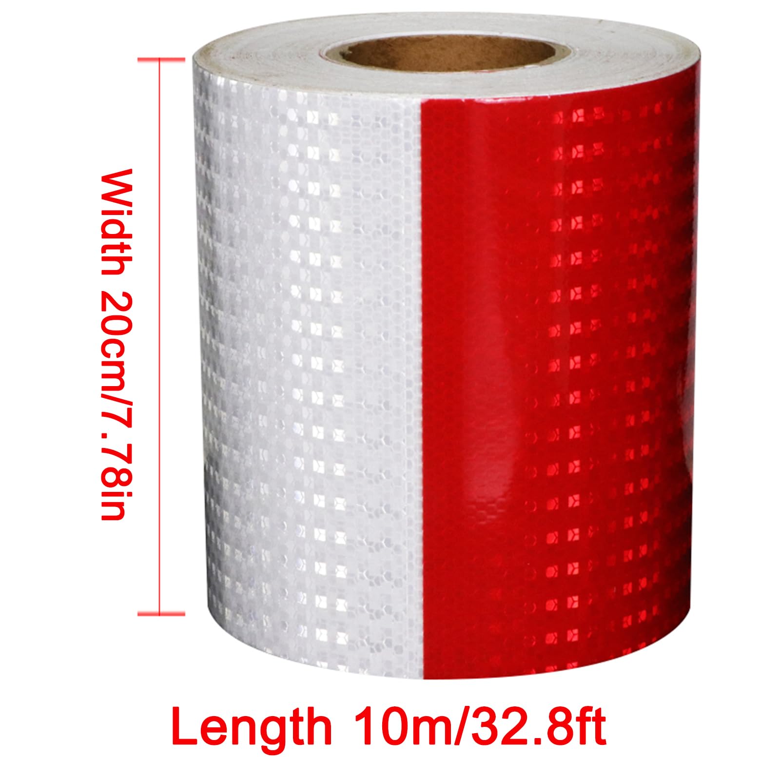 Cinta de señalización de peligro, Cinta reflectante de 32,8 pies con rayas verticales, anchos múltiples, multicolor(Red White,20cm)