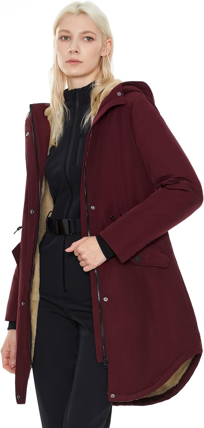 ELEZAY Women's Winter Coat Fleece Lined Parka Jacket with Hood Mid Length Warm Casual Jacket - Image 3