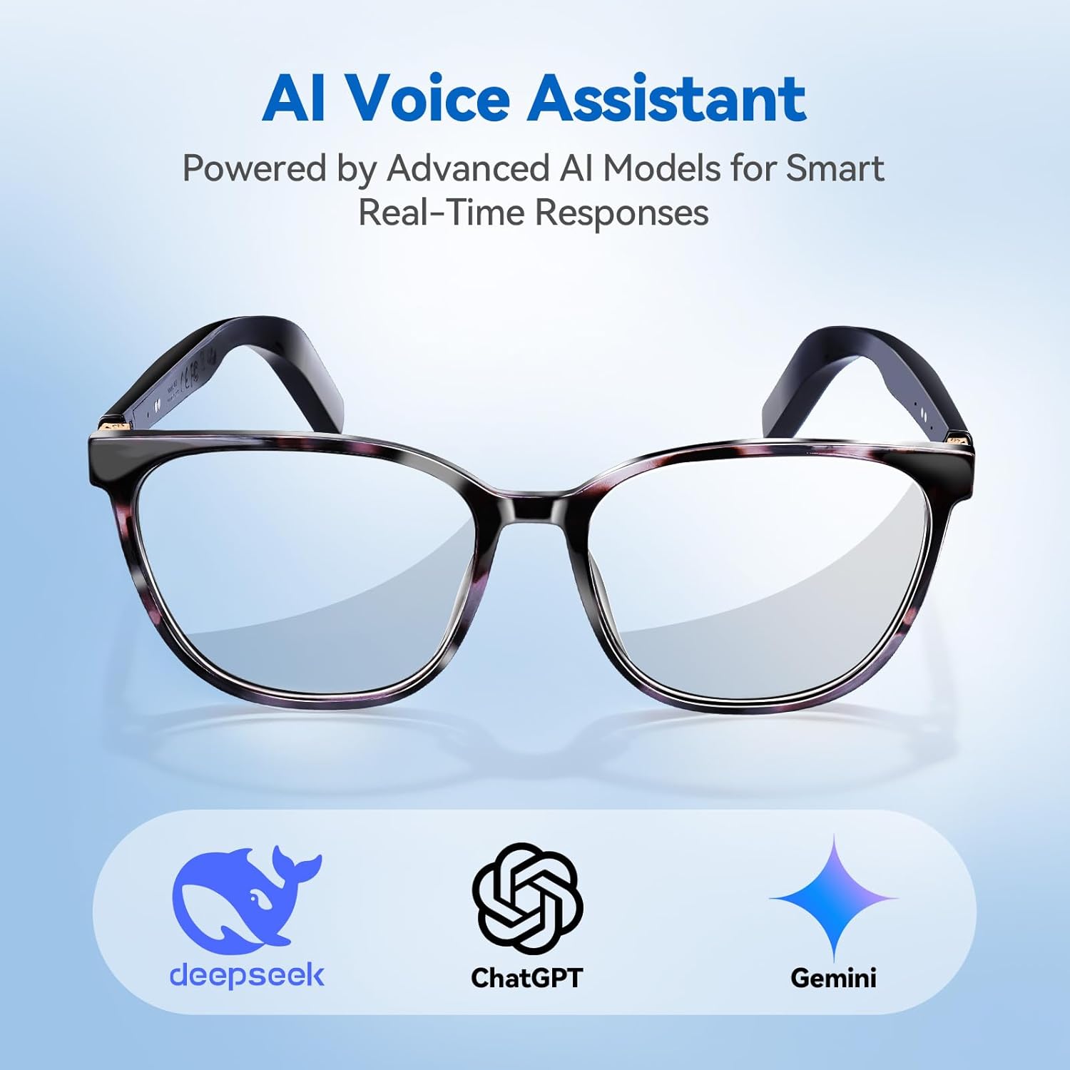 AI Smart Glasses for Men & Women – Powered by ChatGPT, Real-Time Translation, Bluetooth Glasses with Photochromic Lens, Music & Hands-Free Calling, UV & Blue Light Protection, Thin Temples