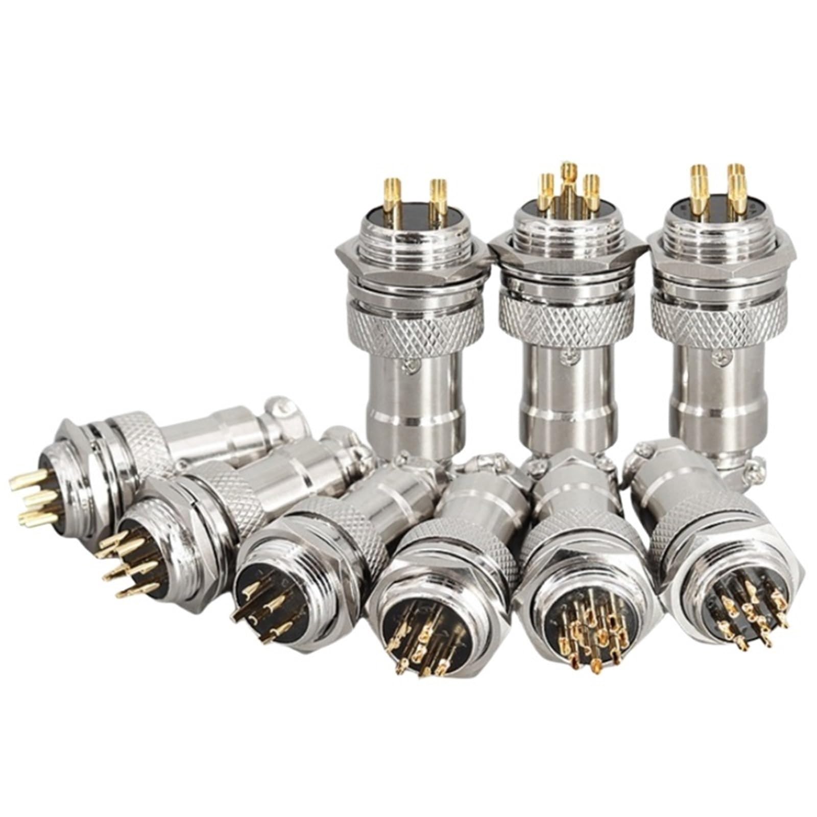 Connecteur circulaire d'accueil mâle et femelle plaqué or GX16, 5/20/100 jeux, 2 3 4 5 6 7 8 9, connecteur de fil électrique à 10 broches(GX16 Nut Gold Plated,5 Sets,2P)