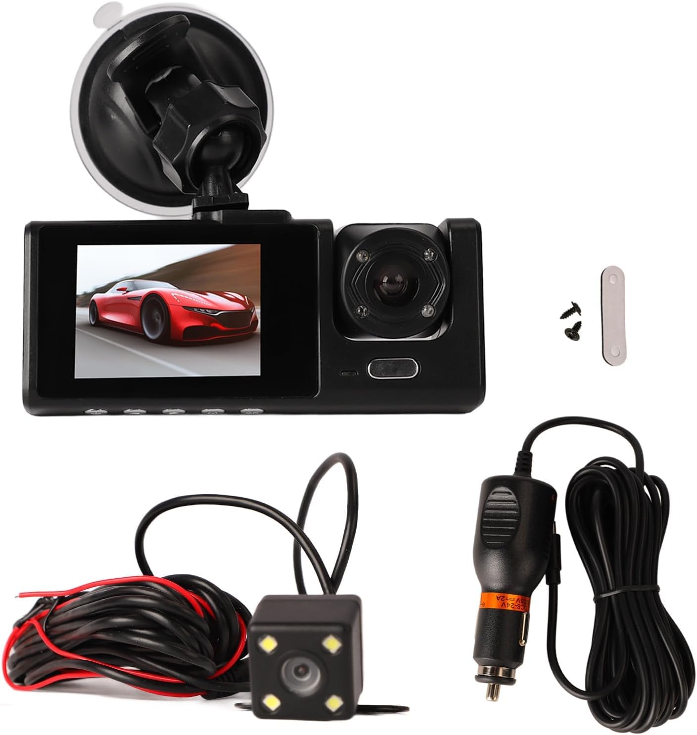 H309 Full Hd 1080P Üç Kameralı Araç Içi Kamera Araba Güvenlik Kamerası Gece Görüşü Ön Geri iç Kayıt IR LED
