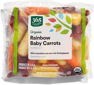 365 by Whole Foods Market Organic Rainbow Baby Carrots, Cut & Peeled 12 oz - Fresh Colorful Snack