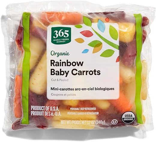 365 by Whole Foods Market, Organic Rainbow Baby Carrots, Cut & Peeled, 12 oz