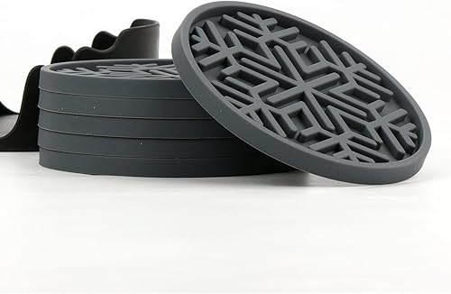 Posavasos de gel de sílice antideslizantes a prueba de agua, patrón de nieve de forma redonda, con ventosa, protege el escritorio, taza de café,