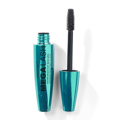 Technic Mega Lash - Máscara resistente al agua, ultra negra, resistente al agua, resistente, fórmula de construcción de pestañas para pestañas