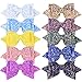 SIQUK 10 Pieces Glitter Hair Bows 5 Inch Bling Party Hair Bows Clips Multi Color Glitter Sequins Big Hair Bows Hair Accessories for Girls (Bonus: 1 pc Storage Bag)
