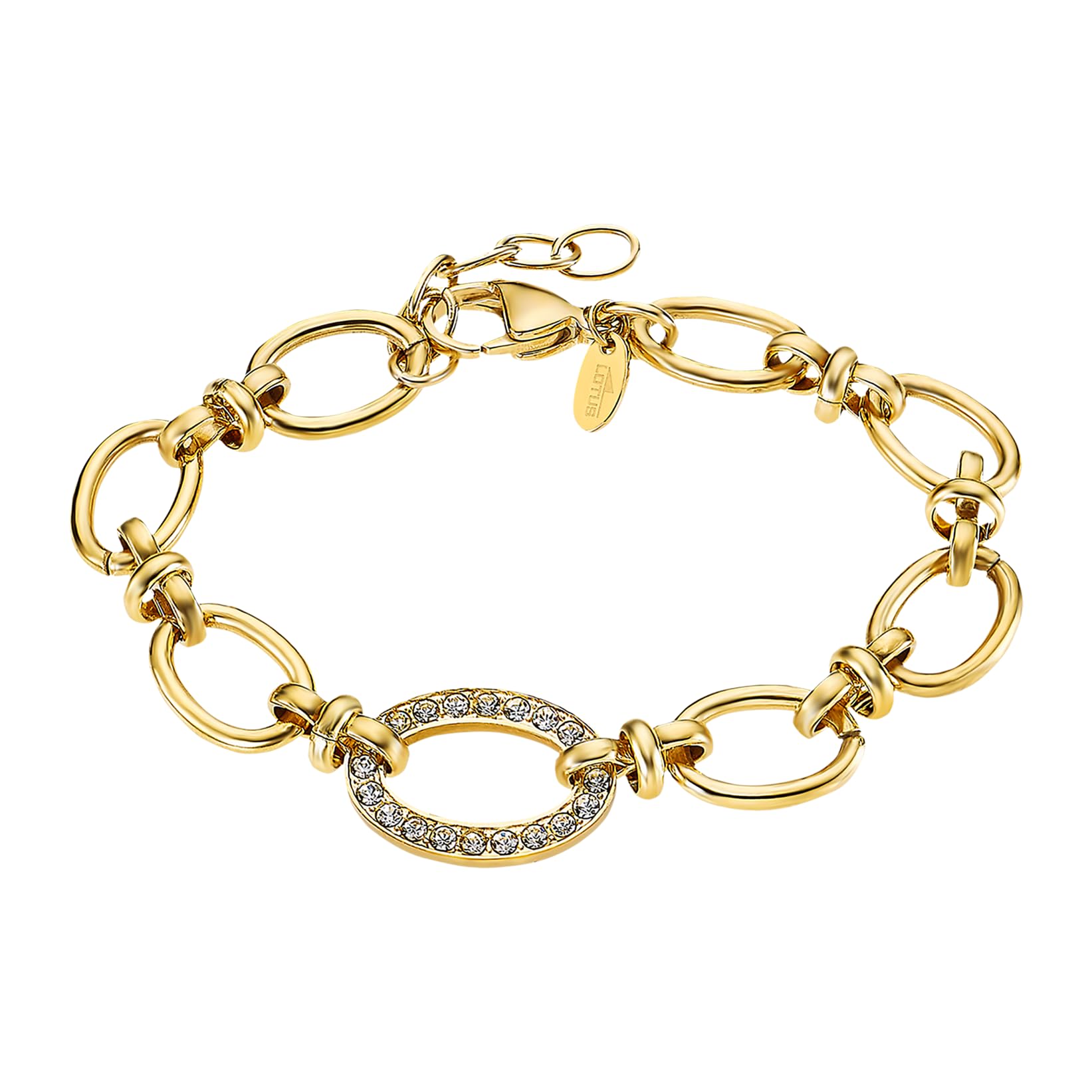 LOTUS STYLE LOTUS STYLE Pulsera Acero Inoxidable Mujer LS2360-2/1 - Sofisticado Brazalete con Pulido y Acabado Refinado - Pulsera Dorada 20,3 cm - Regalo de Cumpleaños - Aniversario - Ocasiones Especiales