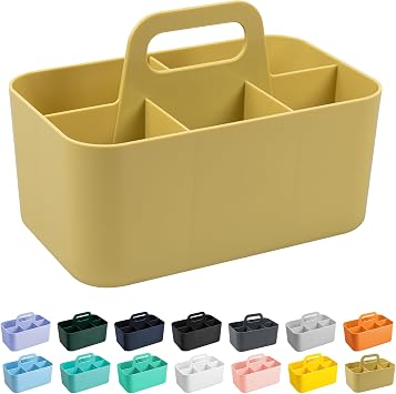 Tiawudi Multipurpose Caddy Organizer, Plastic Caddy with Handle, Stackable Desk Organizer for Stationery, Marker and Pencil, Office Supplies Organizer, Dorm Caddy