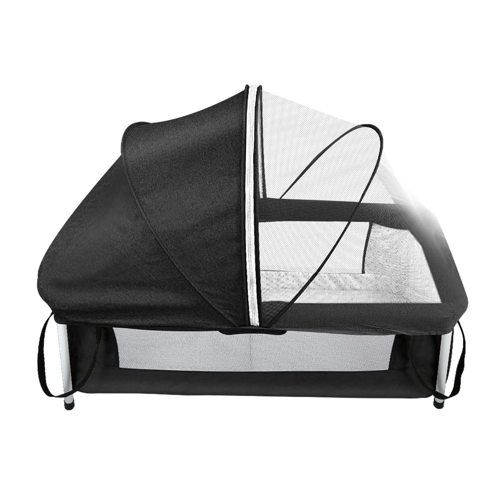 Lit de Voyage Bébé Pliable avec Moustiquaire 90 x 50 x 35 cm Noir