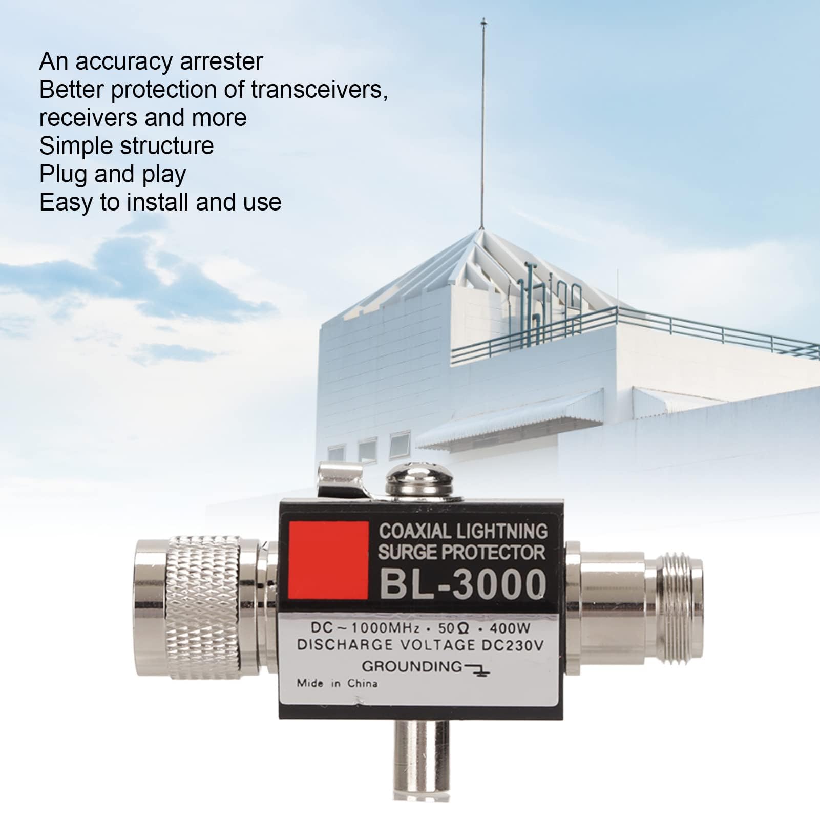 Dpofirs Scaricatore Coassiale da 400 W Protezione Contro Le Sovratensioni da N Femmina a N Maschio Scaricatore DC ~ 1000 MHz Protezione Scaricatore