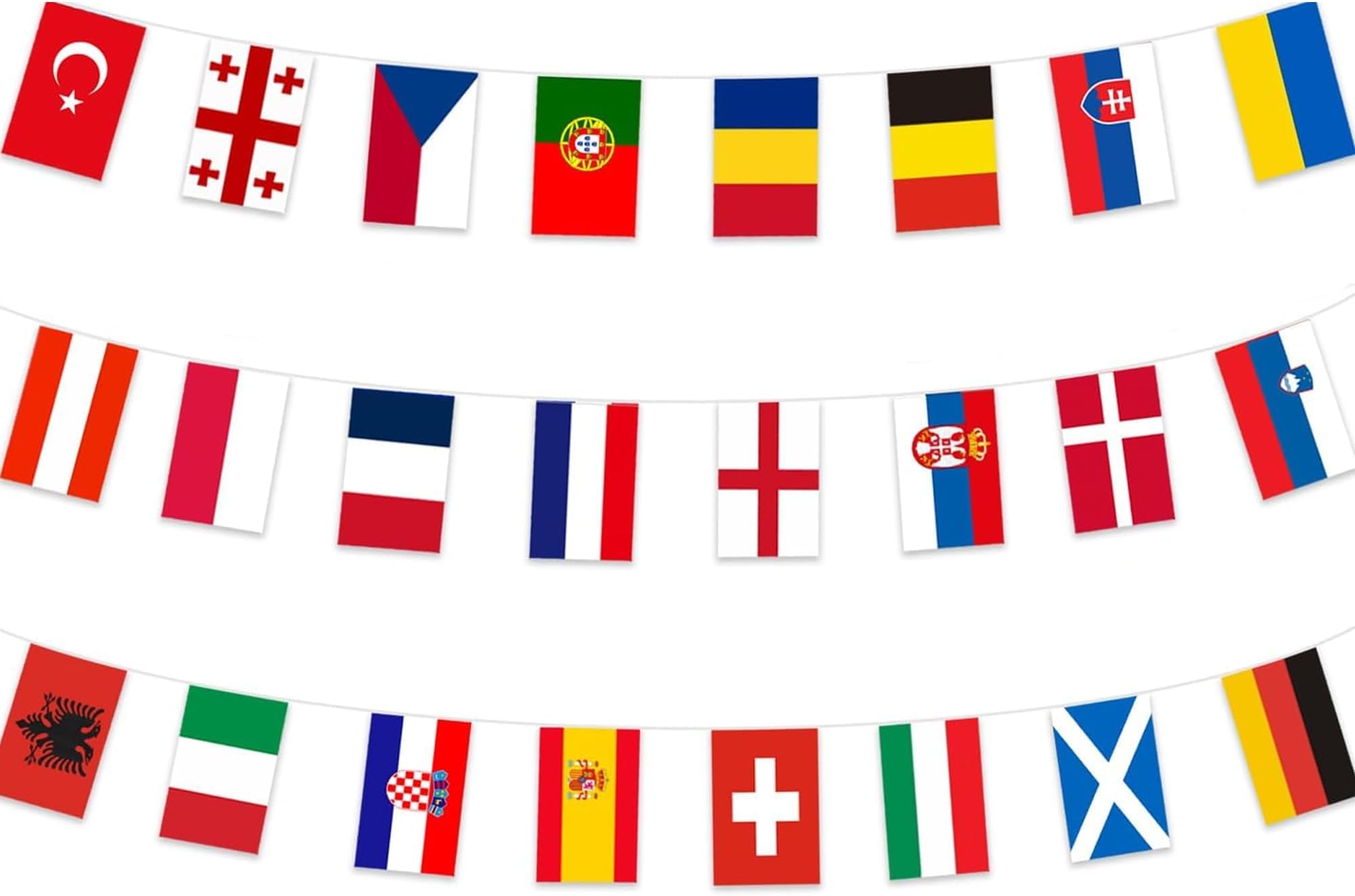 Euro Football Championship 2024 Flags Bunting 24 Nations European Flags Bunting 7.5m 14x21cm, Euro 2024 Flags Bunting Party Decorations for Garden Bar Indoor Outdoor Bunting Banner