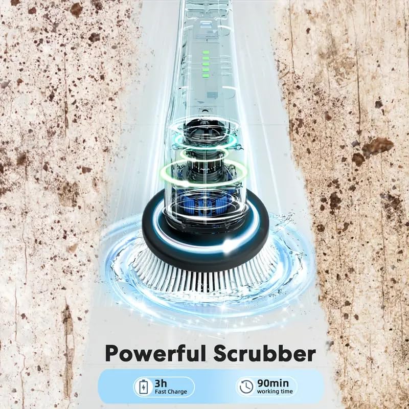 Image of Electric Spin Scrubber,Cordless Cleaning Brush,Shower Cleaning Brush with 8 Replaceable Brush Heads, Power Scrubber 5 Adjustable Speeds for Floor Bathroom Shower Bathtub Glass Car, Gift