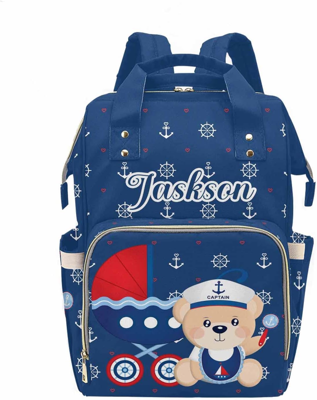 MyPupSocks Custom Diaper Backpack with Name, Custom Multifunction Diaper Bags Gift for New Mom Newborn, Large Capacity Travel Backpack for Mom Dad
