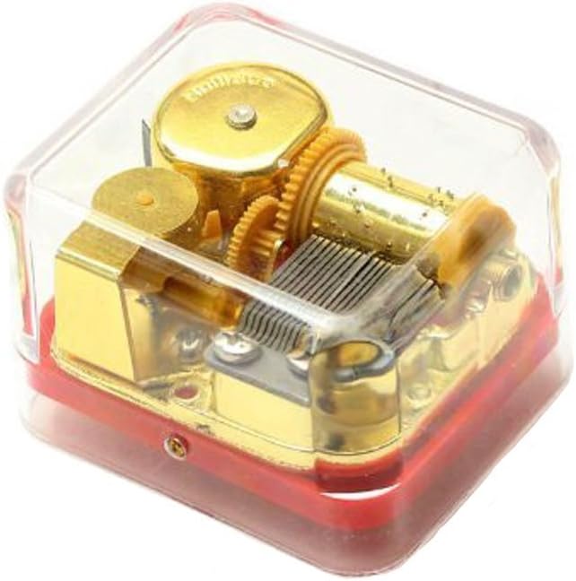 Windup Plastic Music Box, Different Tunes Available (Item No. Ft002, Gold-plating Movement,set of 1) (Red Base, Tune:Lilium from Elfen Lied)