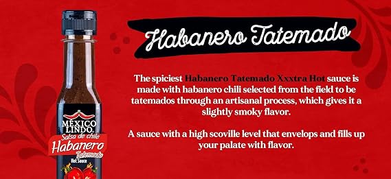 Mexico Lindo Habanero Tatemado tra Hot Sauce Display, 5 fl oz, Pack of 3