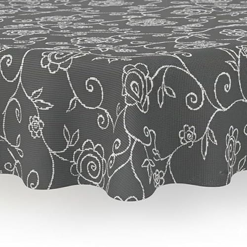Miami Gartentischdecke Tischdecke Meterware Outdoortischdecke Campingtischdecke Mediterran Grau Oval 160 x 220 cm Outdoor Camping