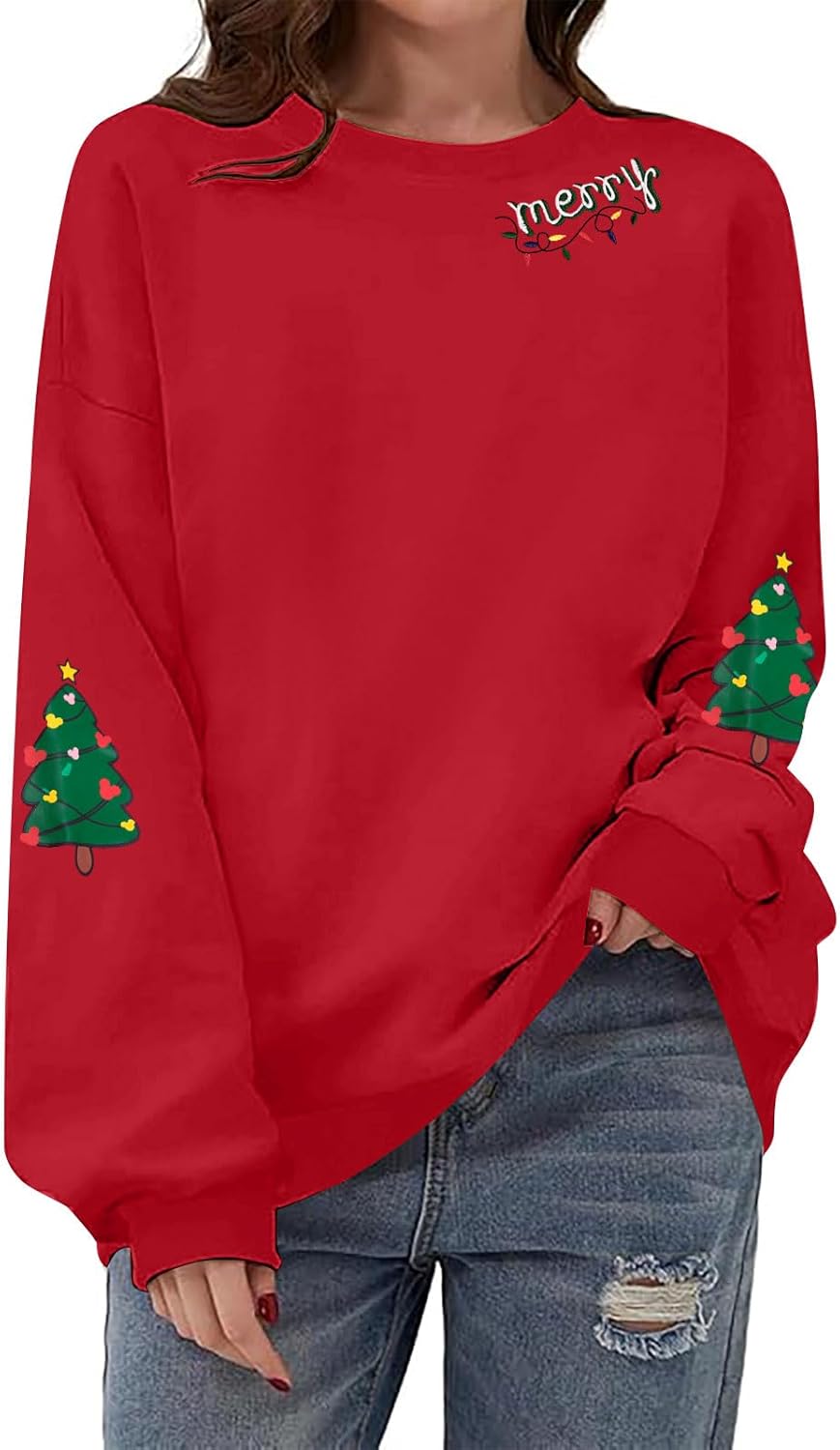 UNIQUEONE Christmas Sweatshirt Women Christmas Xmas Sweater Merry and Bright Long Sleeve Shirts Holiday Pullover Tops - Image 2