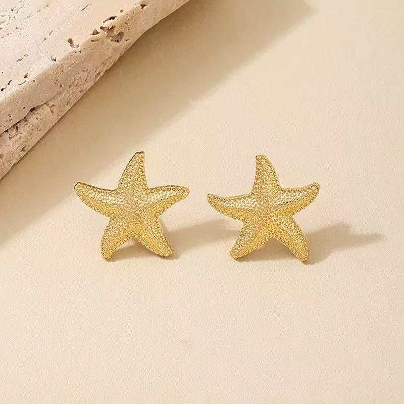 Beach Shell Earrings set for Women Gold Boho Seashell Starfish Swirl Conch Stud Earrings Summer Pearl Seahorse Dangle Drop Earrings for Summer Jewelry - Image 4