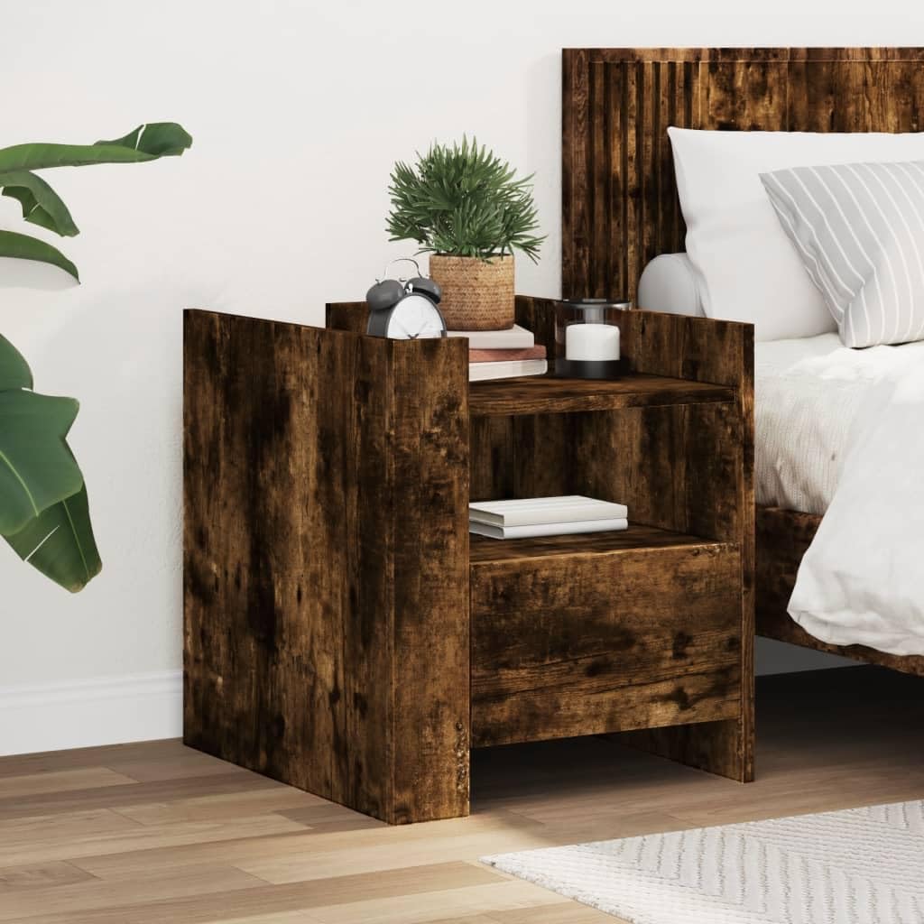 Moderner Nachttisch mit Schublade aus robustem Holzwerkstoff, Stauraum für Schlafzimmer und Wohnzimmer, feuchtigkeitsbeständig und stabil mit zwei Montagemöglichkeiten