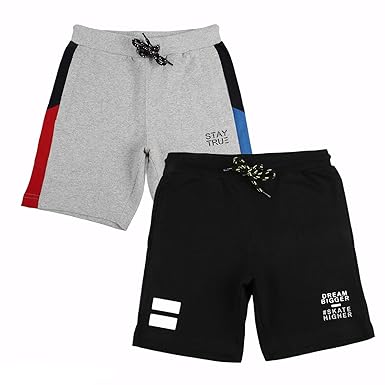 Alan Jones Clothing Cotton Solid Boys Shorts-Pack of 2