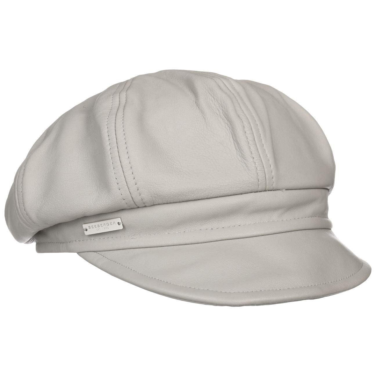 Seeberger Girls Light Grey Leather Newsboy Cap By